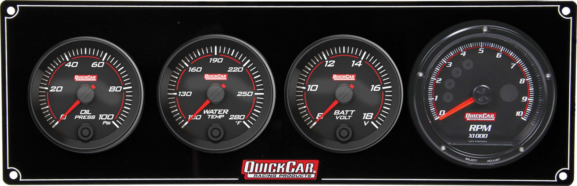 Redline 3-1 Gauge Panel OP/WT/Volt w/Recall Tach QUICKCAR RACING PRODUCTS