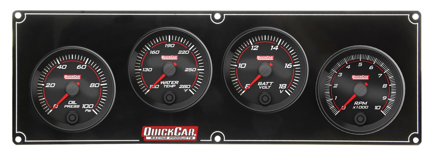 Redline 3-1 Gauge Panel OP/WT/Volt w/2-5/8in Tac QUICKCAR RACING PRODUCTS