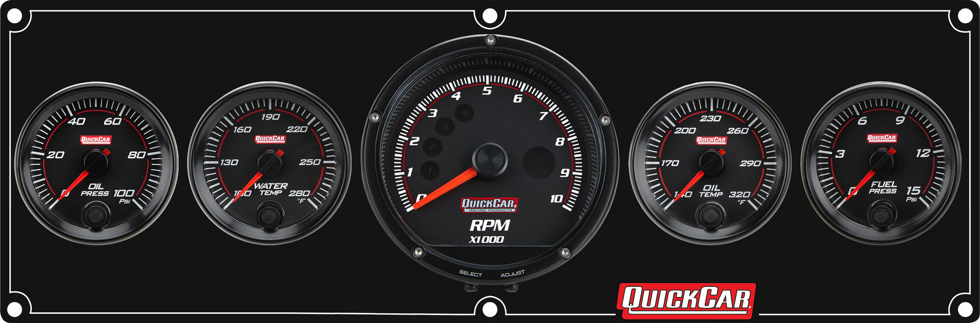 Redline 4-1 Gauge Panel OP/WT/OT/FP w/Recall Tac QUICKCAR RACING PRODUCTS