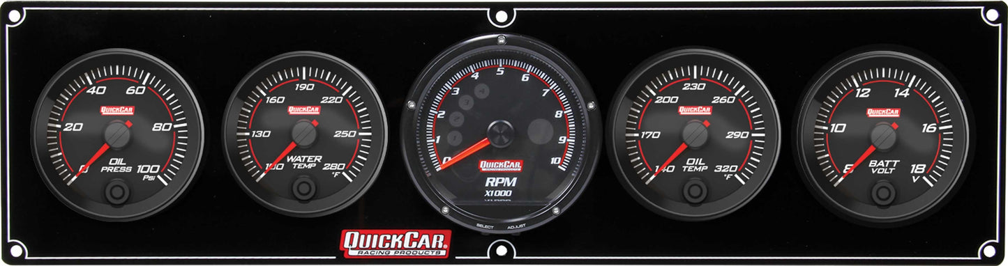 Redline 4-1 Gauge Panel OP/WT/OT/Volt w/Recall QUICKCAR RACING PRODUCTS
