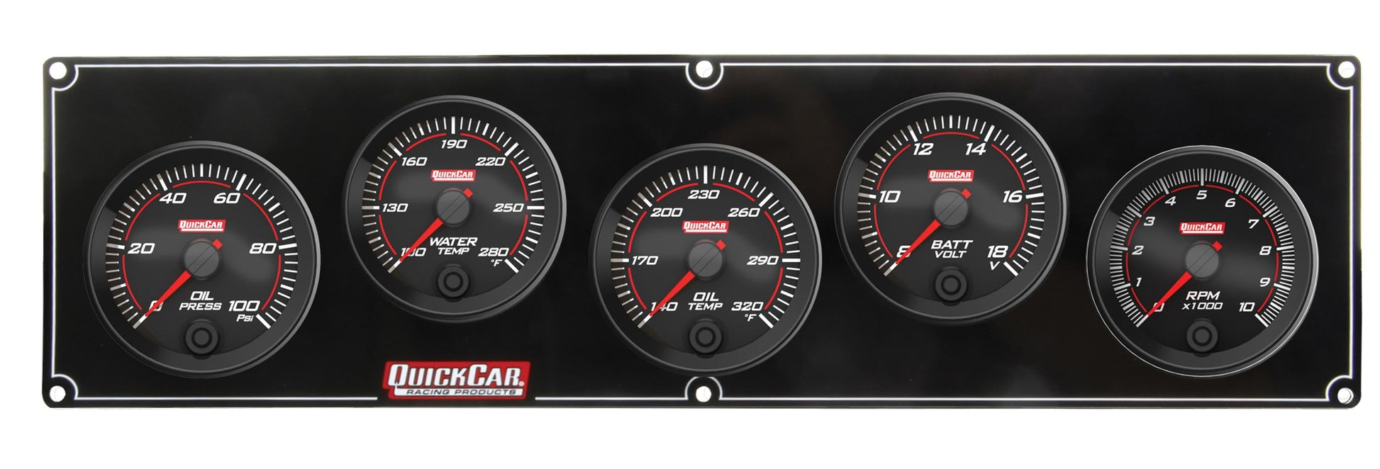 Redline 4-1 Gauge Panel OP/WT/OT/Volt w/2-5/8 Ta QUICKCAR RACING PRODUCTS