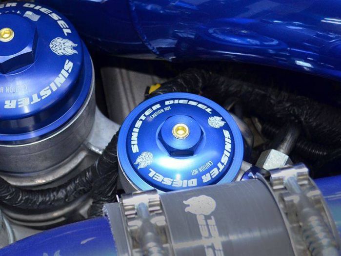 Sinister Diesel Blue Spring Kit w/Billet Spring Housing and Fuel Filter Cap 03-07 Ford Powerstroke
