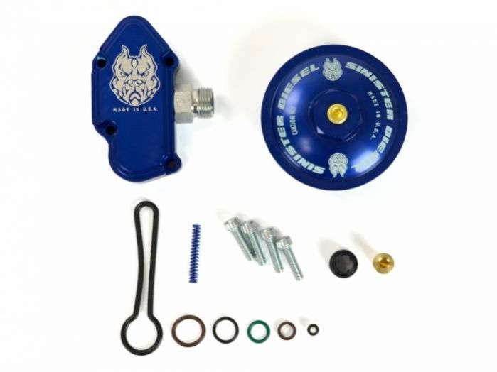 Sinister Diesel Blue Spring Kit w/Billet Spring Housing and Fuel Filter Cap 03-07 Ford Powerstroke