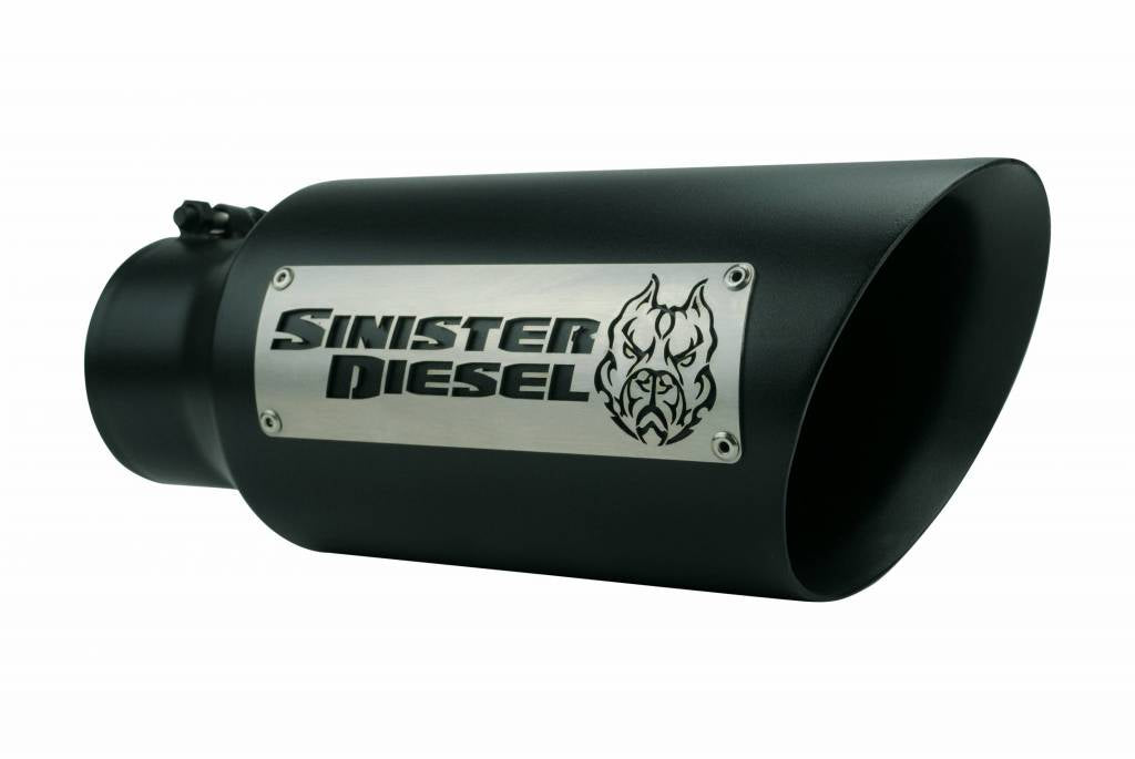 Sinister Diesel Dual Wall Exhaust Tip W/ Angle Cut (5in. to 6in.) - Black
