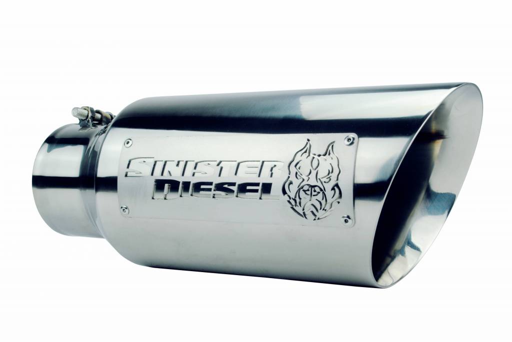 Sinister Diesel Dual Wall Exhaust Tip W/ Angle Cut (4in. to 6in.) - Chrome