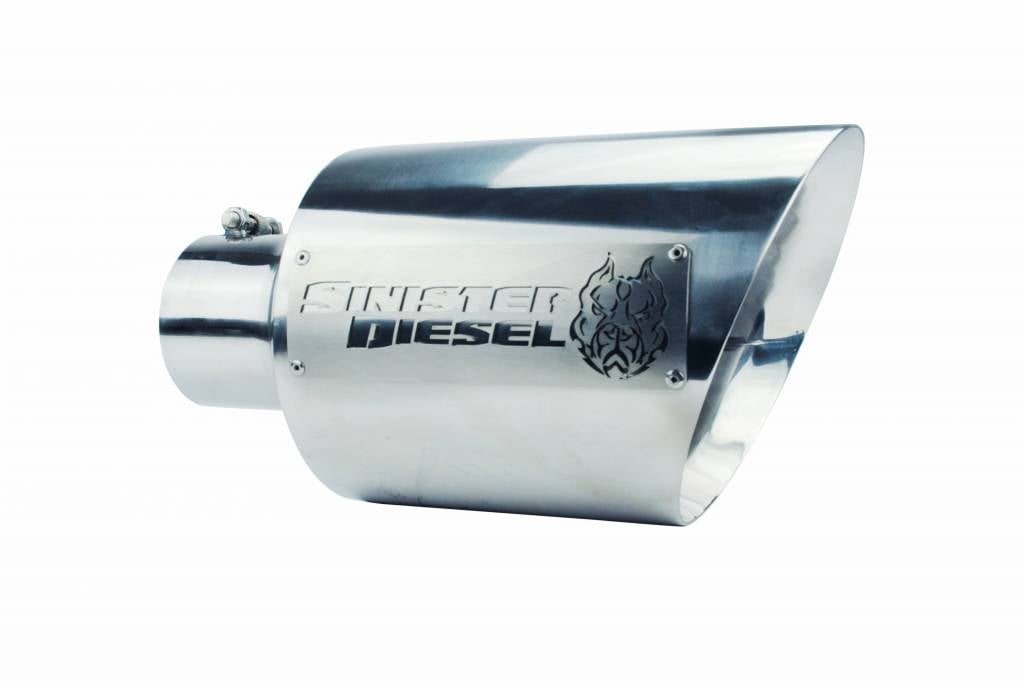 Sinister Diesel Dual Wall Exhaust Tip W/ Angle Cut (4in. to 8in.) - Chrome