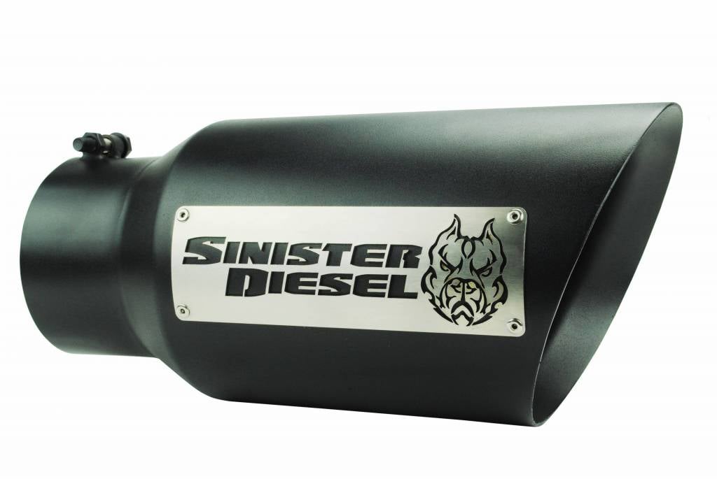 Sinister Diesel Dual Wall Exhaust Tip W/ Angle Cut (5in. to 7in.) - Black