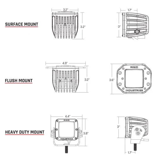 Rigid Industries Driving Surface Mount Pair D-Series Pro - 502313 Rigid Industries