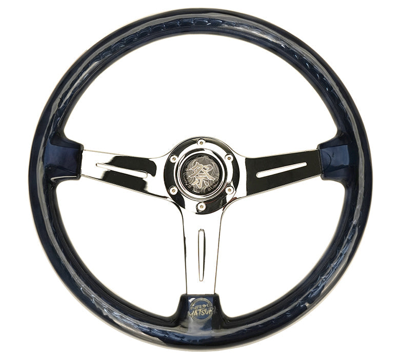 NRG Reinforced Steering Wheel (350mm / 2in. Deep) Matsuri Clear Acrylic w/ NeoChrome Spoke - RST-027CH-SM