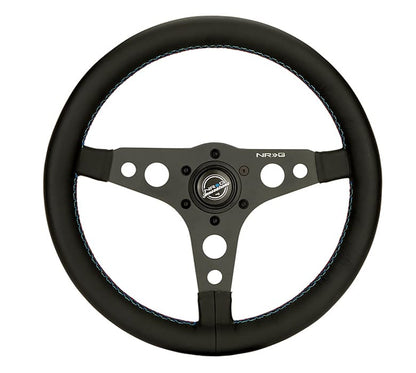 NRG Innovations 350mm Reinforced Flat Steering Wheel - M3 Tri-Color Stitch – RST-068BK