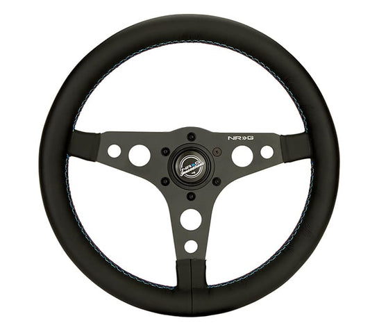 NRG Innovations 350mm Reinforced Flat Steering Wheel - M3 Tri-Color Stitch – RST-068BK