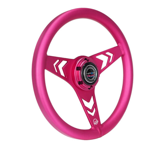 NRG Aluminum Steering Wheel 330mm - Arow Cutout - Ergonomic Grip - Anadized Pink - RST-070-PK