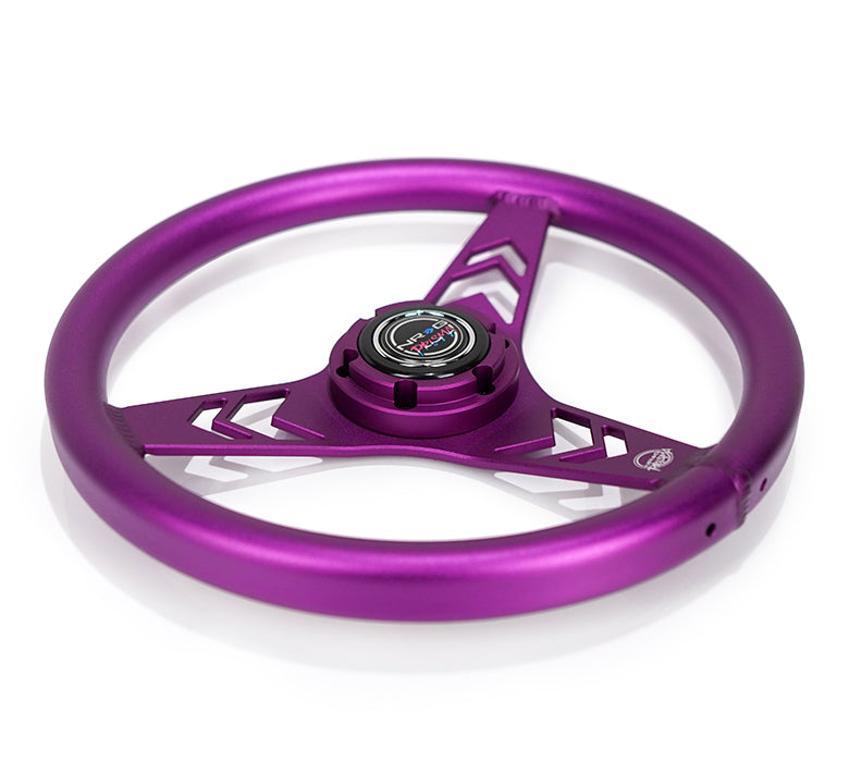 NRG Aluminum Steering Wheel 330mm - Arow Cutout - Ergonomic Grip - Anadized Purple - RST-070-PP