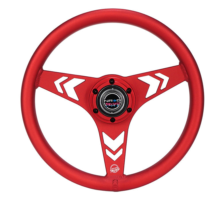 NRG Aluminum Steering Wheel 330mm - Arow Cutout - Ergonomic Grip - Anadized Red - RST-070-RD