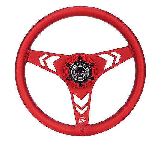 NRG Aluminum Steering Wheel 330mm - Arow Cutout - Ergonomic Grip - Anadized Red - RST-070-RD