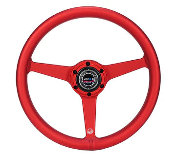 NRG Aluminum Steering Wheel 330mm - Heritage Solid Spoke - Ergonomic Grip - Anadized Red - RST-071-RD