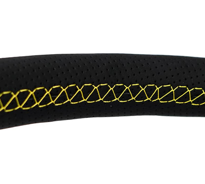 NRG Innovations 380mm Classic Stealth Steering Wheel - Perforated Leather - Yellow Stitch – RST-380-STL-Y