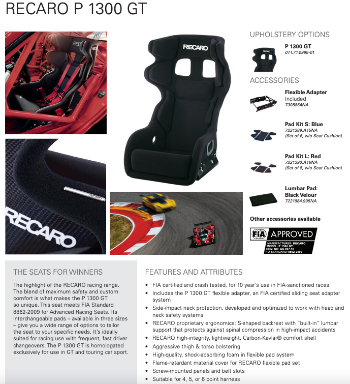 Recaro Helmet Sides Pad Set for P 1300 GT - Black Velour