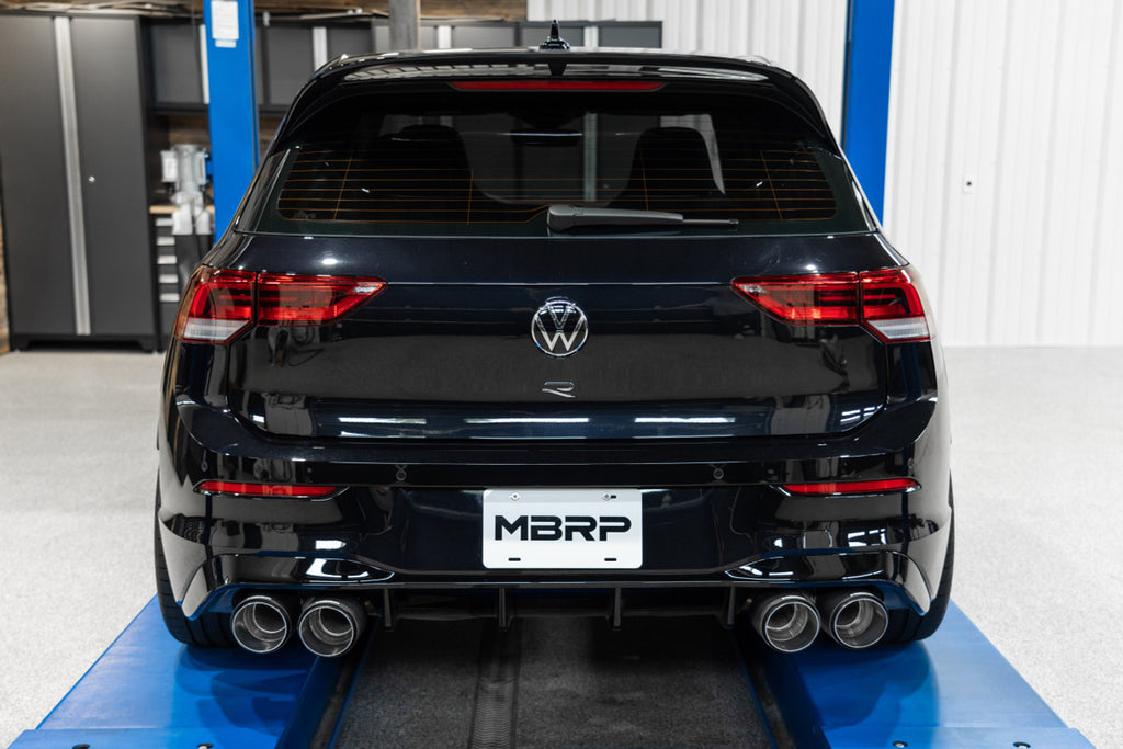 MBRP 3" Cat-Back, 2022 Volkswagen Golf R MK8, Quad Split Rear, Valve Delete, T304 Stainless Steel MBRP