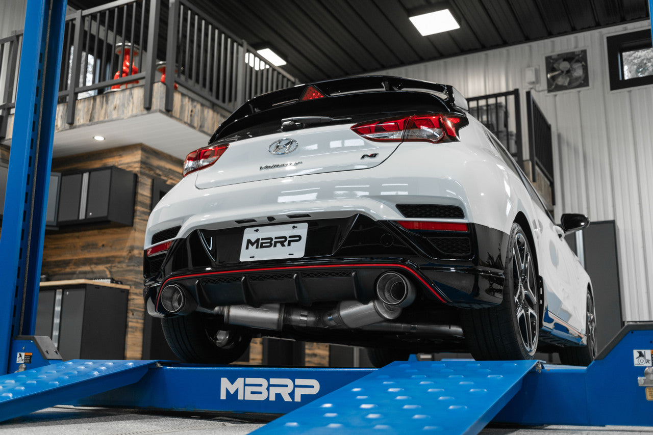 MBRP 3" Cat-Back, Dual Rear Exit Exhaust 2019+ Hyundai Veloster N, T304 Stainless Steel, Carbon Fiber tips MBRP