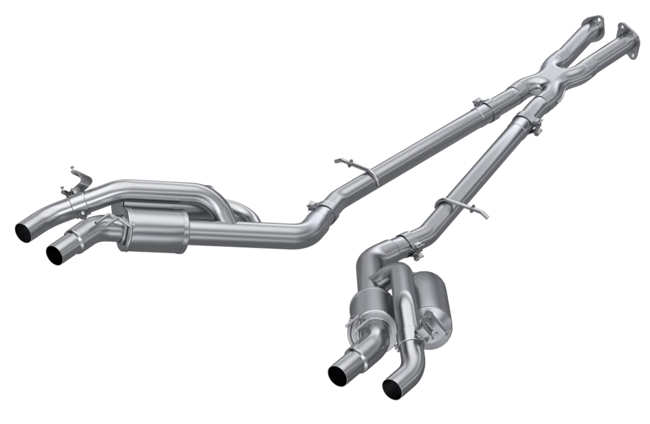 MBRP S4708304 2.5-Inch Cat-Back Exhaust for 2022-2024 Kia Stinger 3.3L, Active Profile, T304 Stainless Steel, Quad Rear Exit Design.