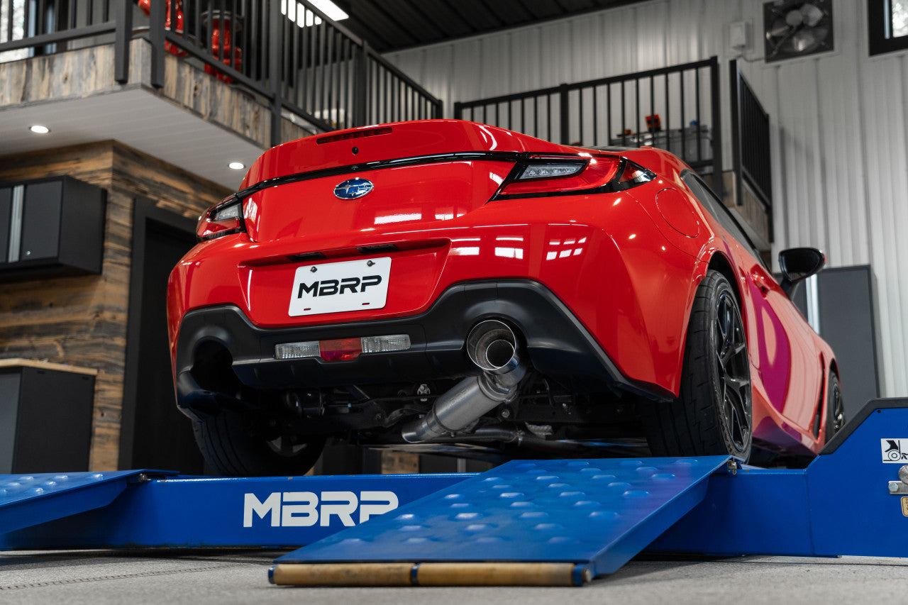 MBRP 12-22 Subaru BRZ 17-22 Toyota GR86 Stainless Steel 3in Cat-Back-Single Rear Exit w Carbon Tips S48063CF MBRP