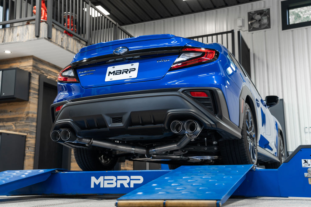 MBRP 3" Cat-Back, 2023 Subaru WRX 2.4L, Dual Split Rear, Quad Tips, Race Profile, T304 Stainless Steel