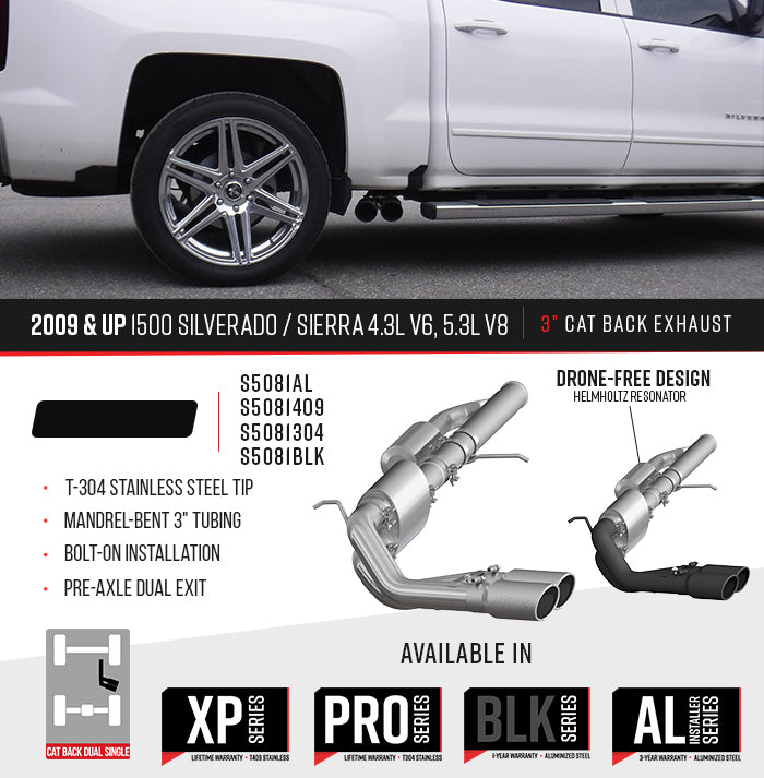 MBRP 3-inch race profile cat-back exhaust GMC Sierra 1500