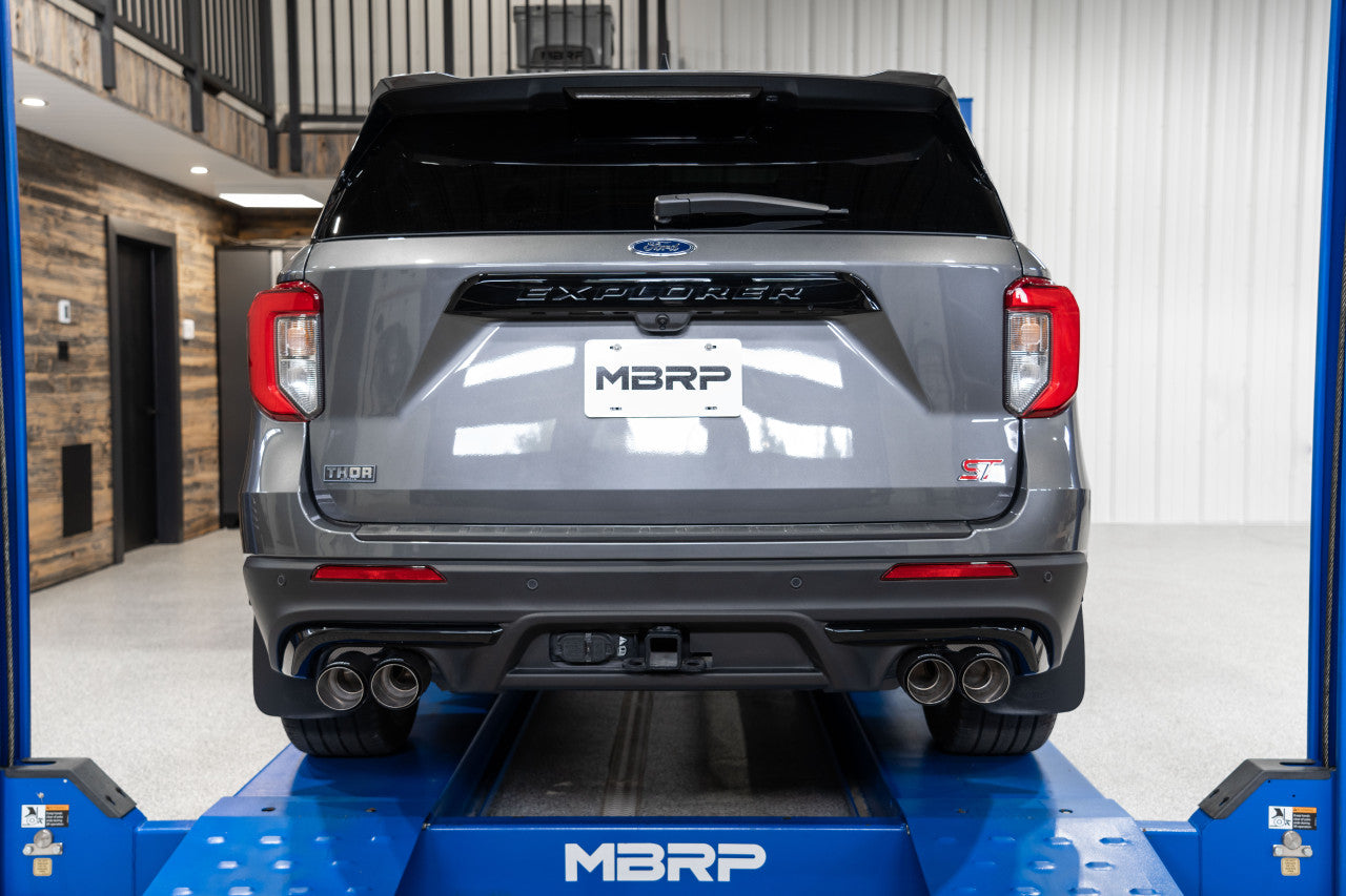 MBRP 20-21 Ford Explorer ST 3.0L EcoBoost Dual Rear Exit Axle Back w/ Quad Carbon Fiber Tips - T304 MBRP