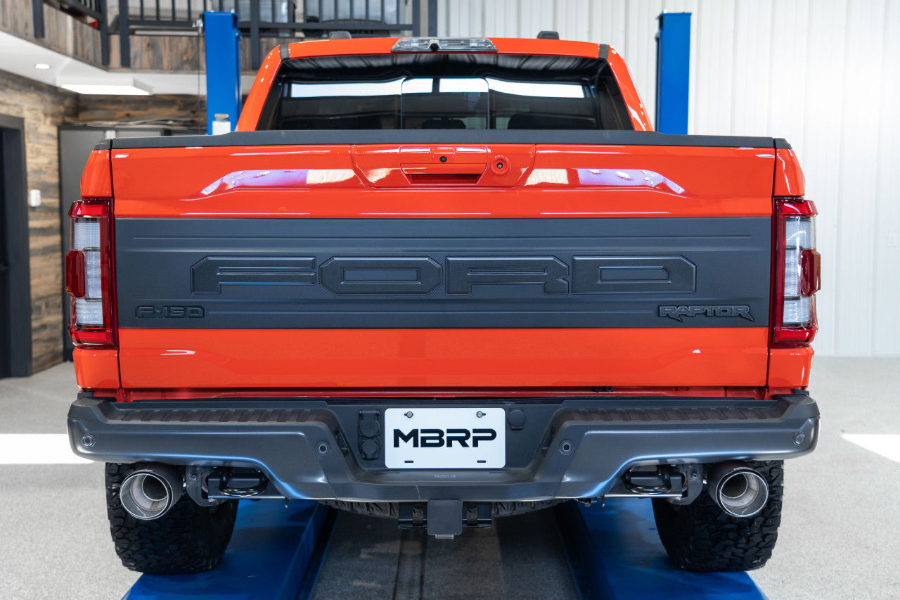 MBRP 3" Axle-Back, Dual Rear Exit, 2021-2023 Ford F-150 Raptor, 3.5L EcoBoost HO T304 Stainless Steel, Carbon Fiber Tips MBRP