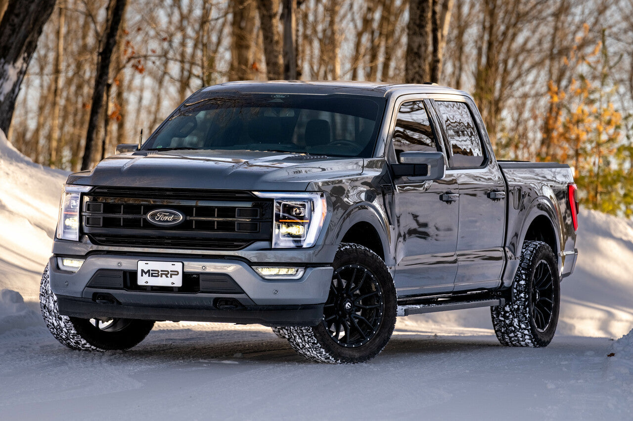 MBRP 3" Cat-Back, Dual Split Rear, 2021-2023 Ford F-150 / F-150 Tremor 3.5L EcoBoost, 5.0L, Aluminized Steel w/ Black Tips MBRP