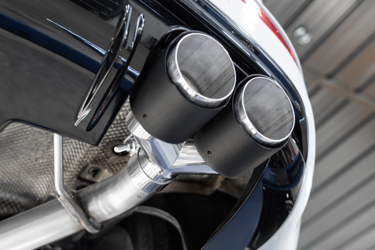 MBRP 2.5" Axle-Back, 2014-2017 Audi SQ5, 3.0T, T304 Stainless Steel, Dual Rear Exit w/ Quad Carbon Fiber Tips MBRP