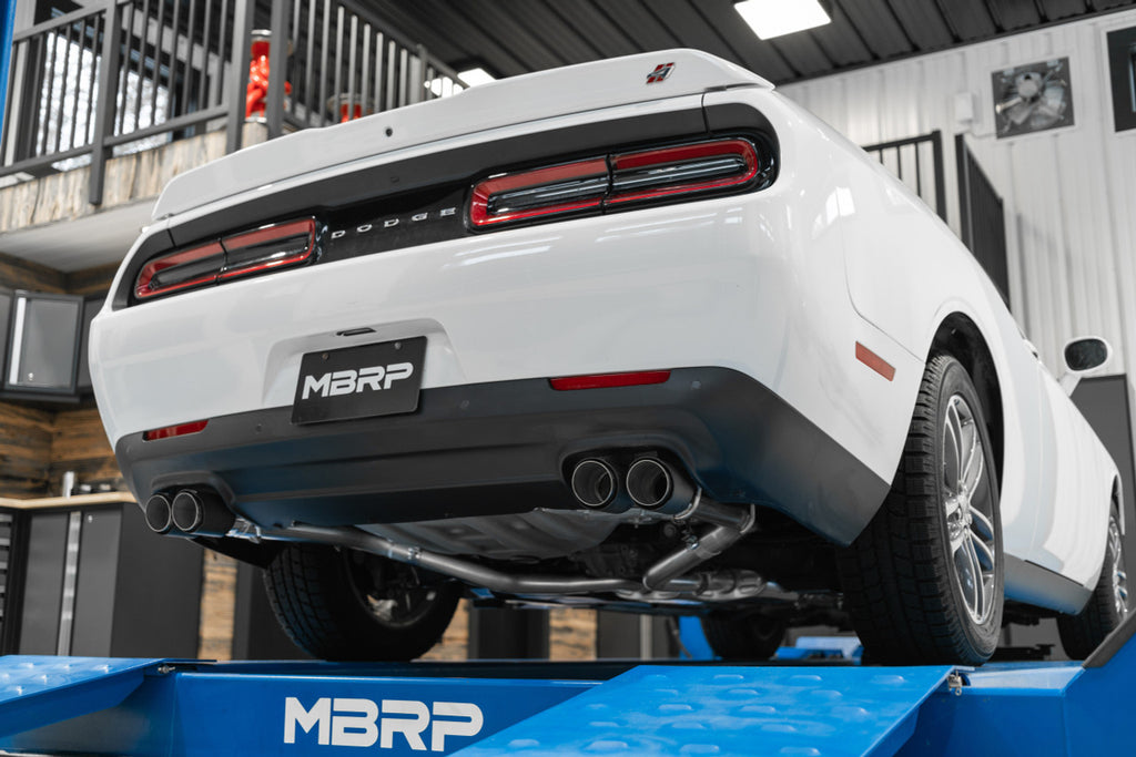 MBRP 2015-2023 Dodge Challenger V6 2.5in Cat-Back Quad Rear Exit Exhaust S71113CF MBRP