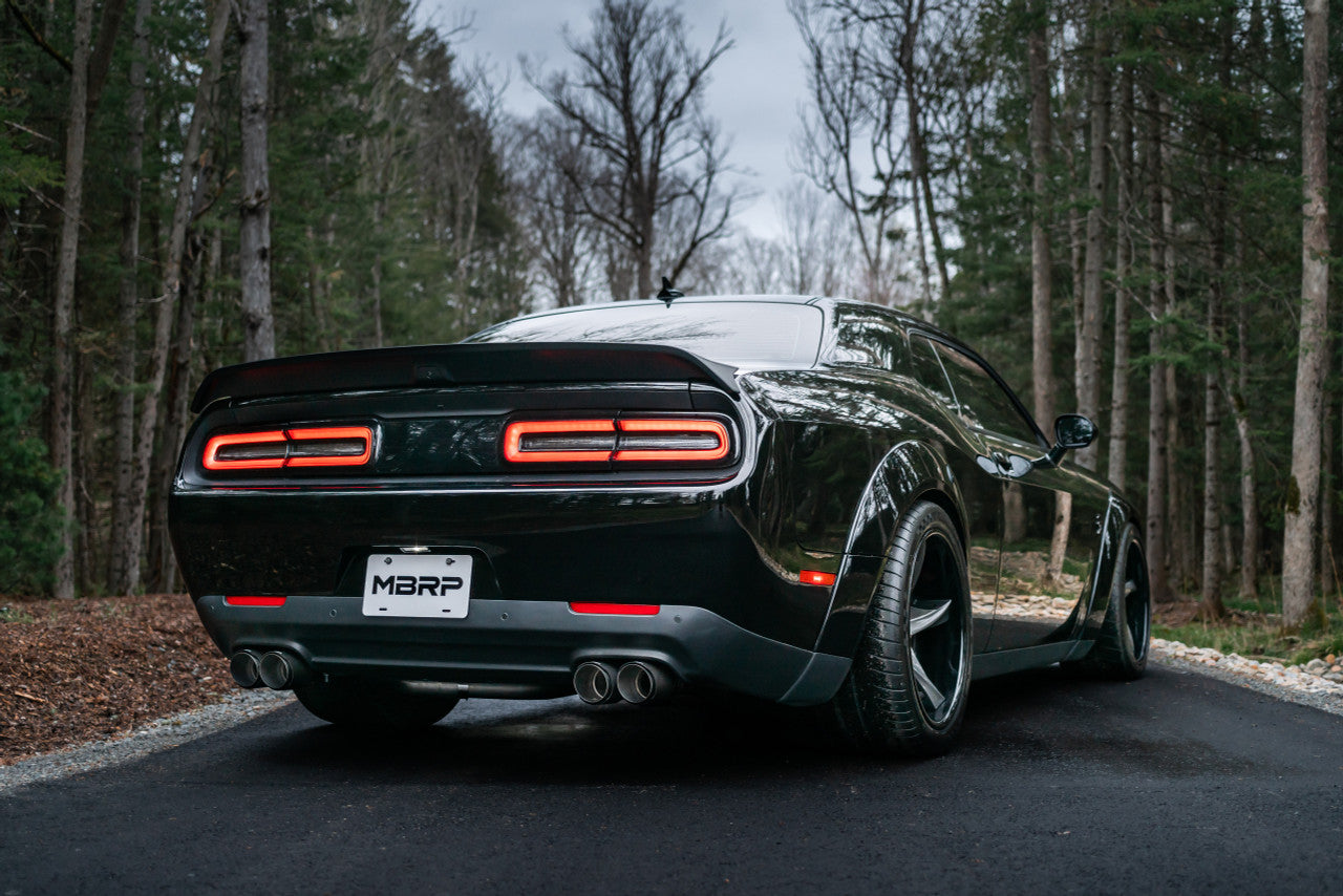 MBRP 3" Dual Cat Back, 2015-2023 Dodge Challenger HEMI 5.7L/6.2L/6.4L, T304 Stainless Steel, w/ Quad Carbon Fiber Tips (street) MBRP