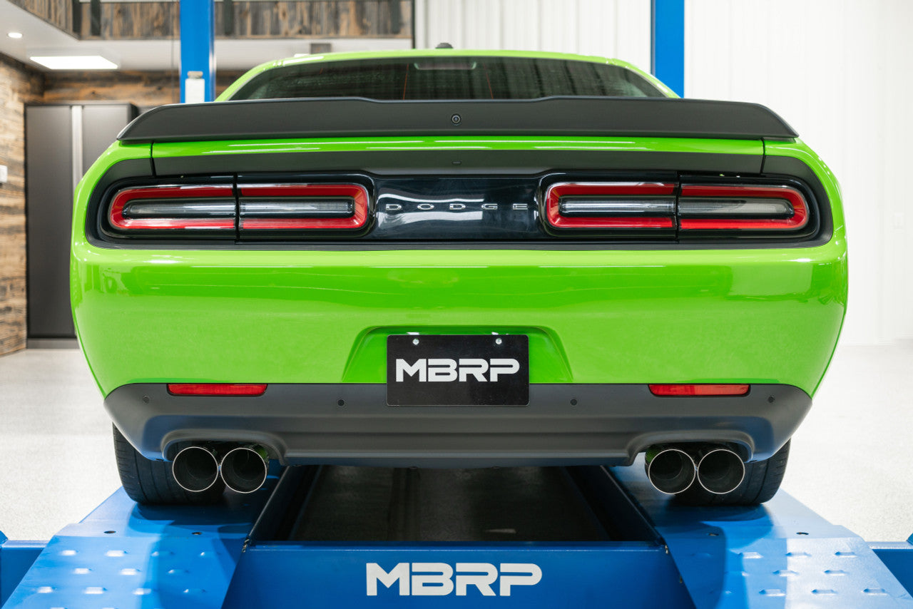 MBRP 3" Dual Cat Back, 2015-2023 Dodge Challenger HEMI 5.7L/6.2L/6.4L, T304 Stainless Steel, w/ Quad Carbon Fiber Tips (street) MBRP