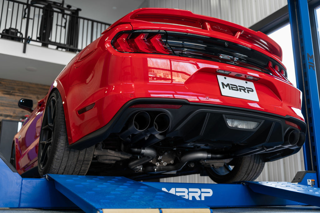 MBRP 2018-2023 Ford Mustang GT 5.0L 3in Cat-Back Quad Rear Exit Exhaust (Race Profile) - S7207304