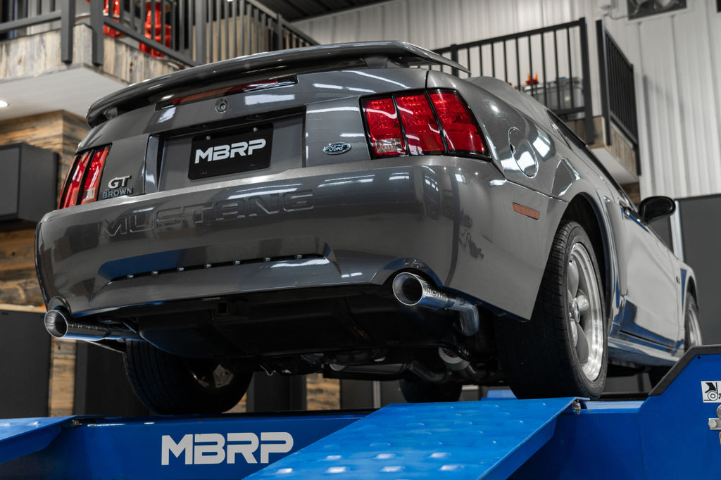 MBRP 1999-2004 Ford Mustang GT/Mach 1 4.6L 2.5in Cat-Back Exhaust, Black Coated Dual Rear Exit (Street Profile) - S7221ALBT