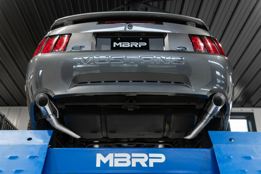 MBRP 1999-2004 Ford Mustang GT/Mach 1 4.6L 2.5in Cat-Back Exhaust, Black Coated Dual Rear Exit (Street Profile) - S7221ALBT