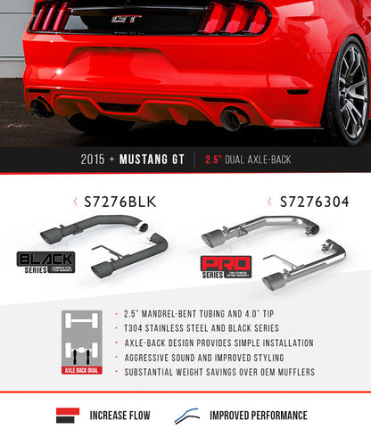 MBRP S7276304 – ARMOR Pro Axle-Back Exhaust for 2015–2017 & 2024–2026 Ford Mustang GT 5.0L (Race Profile, Polished Dual Wall Tips)