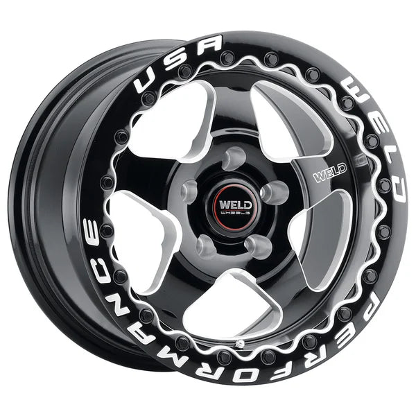 Weld S904 17x10 Ventura Beadlock 5x114.3 ET 49 BS 7.42 Gloss BLK MIL DIA 78.1