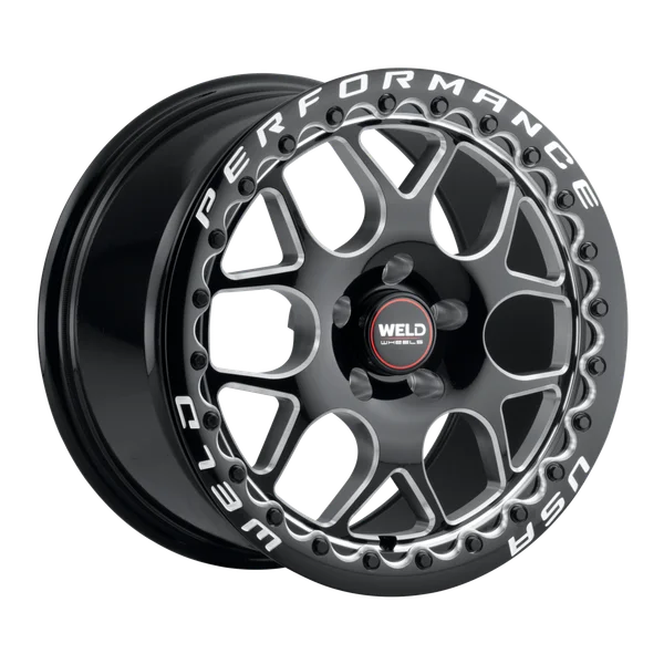 Weld Solana Beadlock 18x10 / 5x112 BP / ET40 / 78.1mm Bore - Gloss Black MIL DIA Wheel