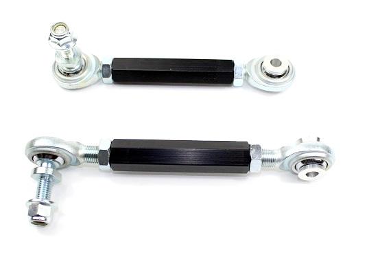 SPL Parts adjustable rear sway bar endlinks for BMW E8X and E9X models, featuring high-load FK bearings and preload-free adjustment for aftermarket rear sway bars
