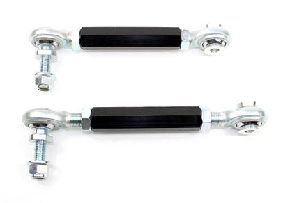 SPL Parts adjustable rear sway bar endlinks for BMW E8X and E9X models, featuring high-load FK bearings and preload-free adjustment for aftermarket rear sway bars