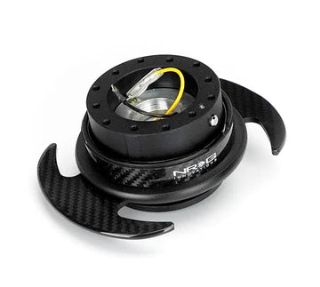 NRG Innovations Gen 3.0 Steering Wheel Quick Release - Black / Carbon Fiber Trim & Handles – SRK-650CF-1