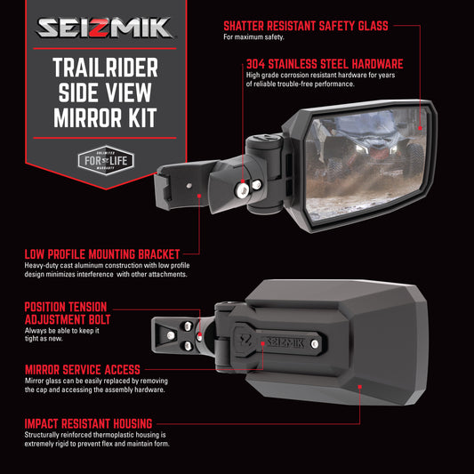 Seizmik Side Mirror Extension Mounts for Pro-Fit Ranger
