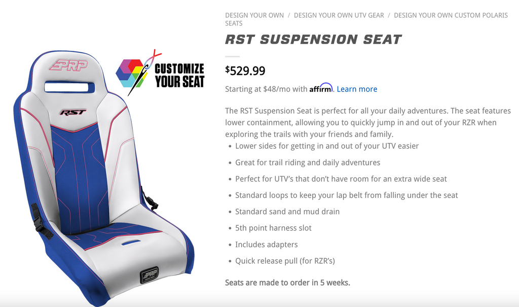 PRP Custom Seat Belt Loop - Lap O23