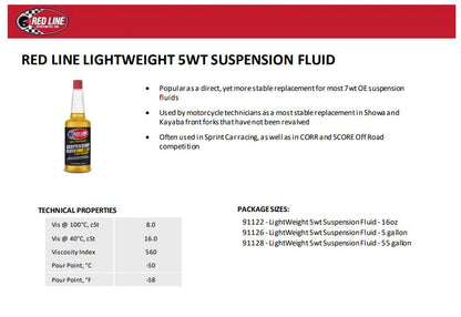 Red Line 91122 Lightweight 5WT Suspension Fluid – 16 oz Red Line
