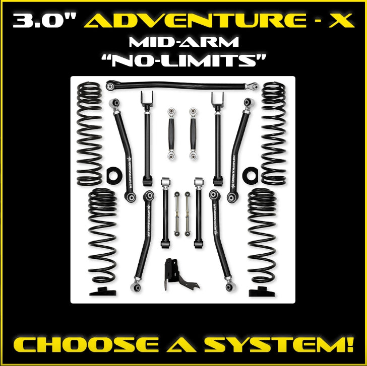 Rock Krawler 2021+ Jeep Wrangler JT 3in Adventure-X (No Limits) Trail Runner Long Arm System
