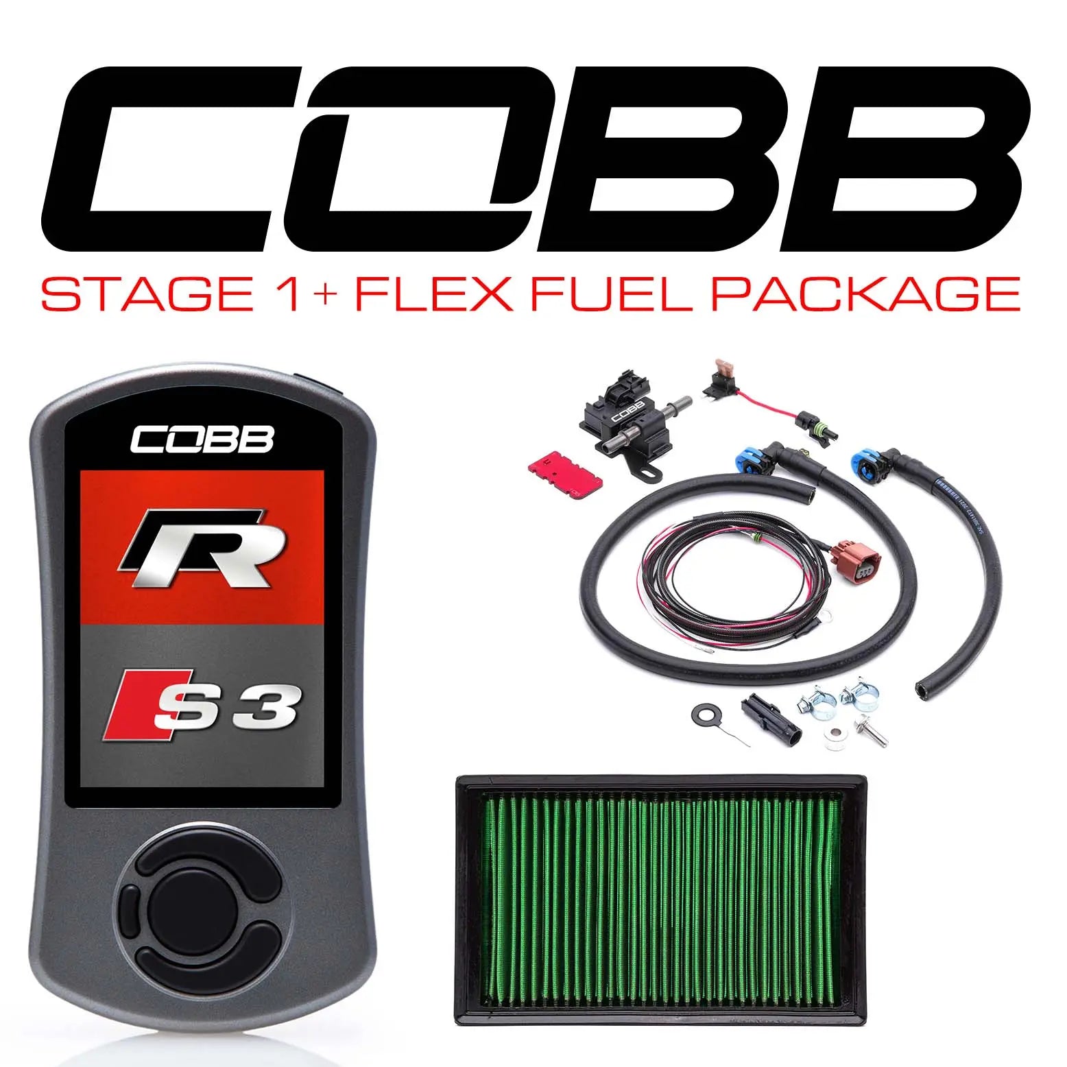 COBB Stage 1+ Flex Fuel Power Pkg w/DSG/S Tronic Flashing VW Golf R (MK7/7.5) / Audi S3 (8V) VLK0030010FF-DSG COBB