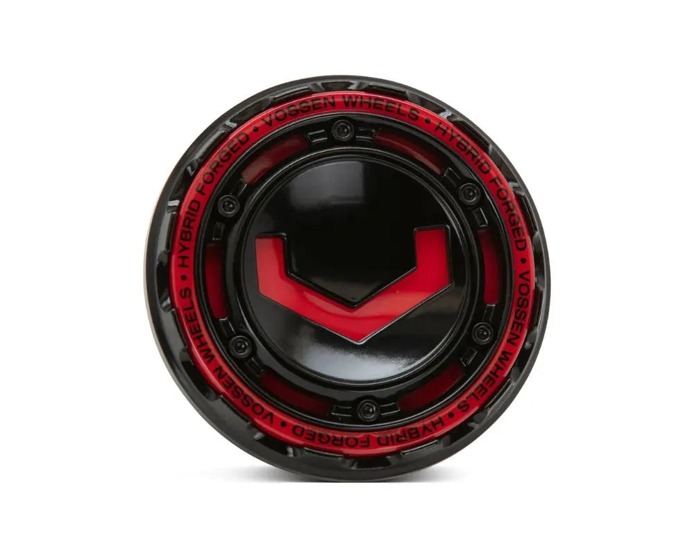 Vossen Billet Modular Cap - Small - Gloss Black w/ Red Insert- CAP-MBC-SM-GB